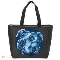 Blue Pitbull Dog Animal Portrait Cute Tote Bag thumb 0