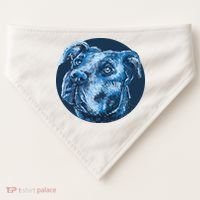 Blue Pitbull Dog Animal Portrait Cute USA-Made Doggie Bandana thumb 0