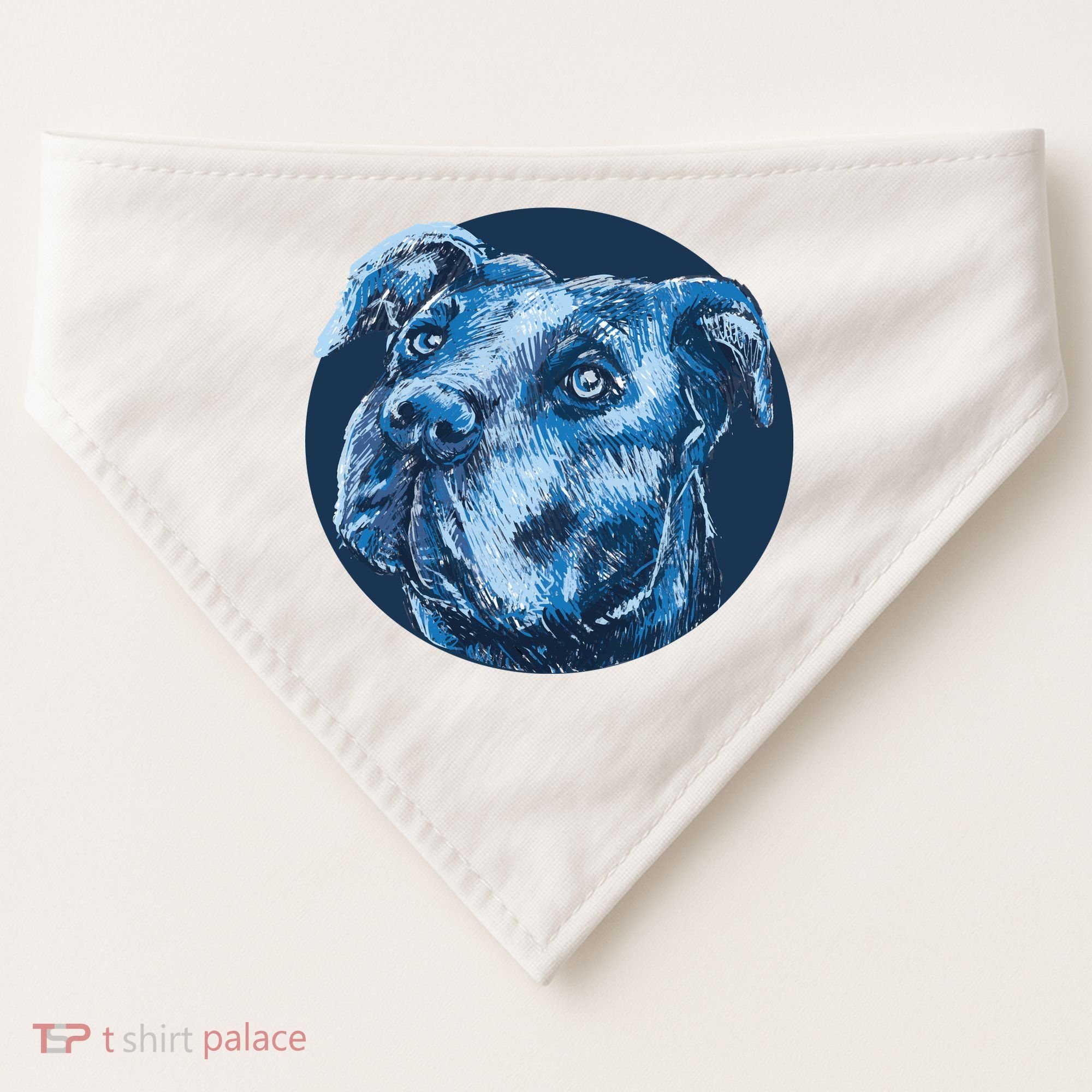 Blue Pitbull Dog Animal Portrait Cute USA-Made Doggie Bandana