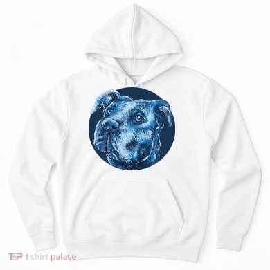 Blue Pitbull Dog Animal Portrait Cute Hoodie