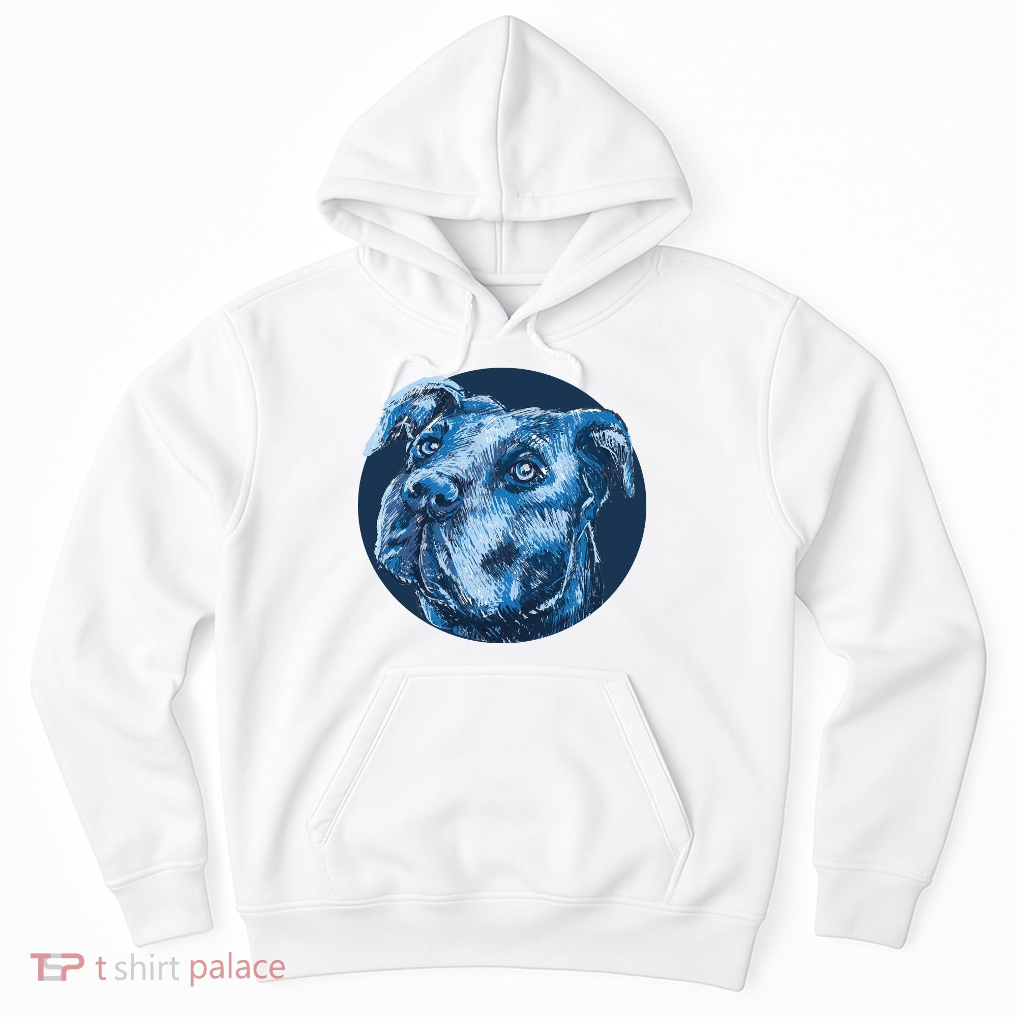 Blue Pitbull Dog Animal Portrait Cute Hoodie
