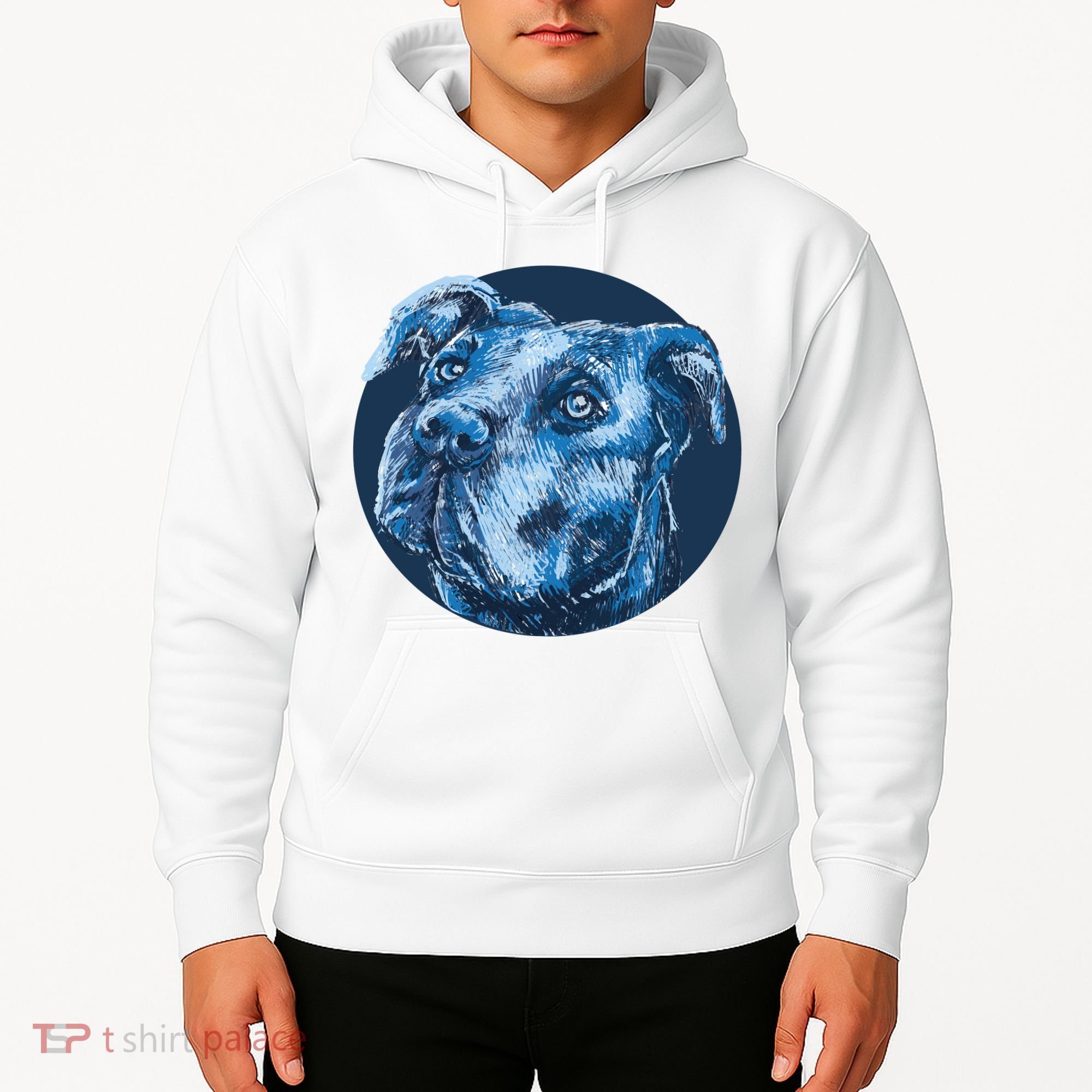 Blue Pitbull Dog Animal Portrait Cute Hoodie