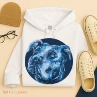 Blue Pitbull Dog Animal Portrait Cute Hoodie thumb 4