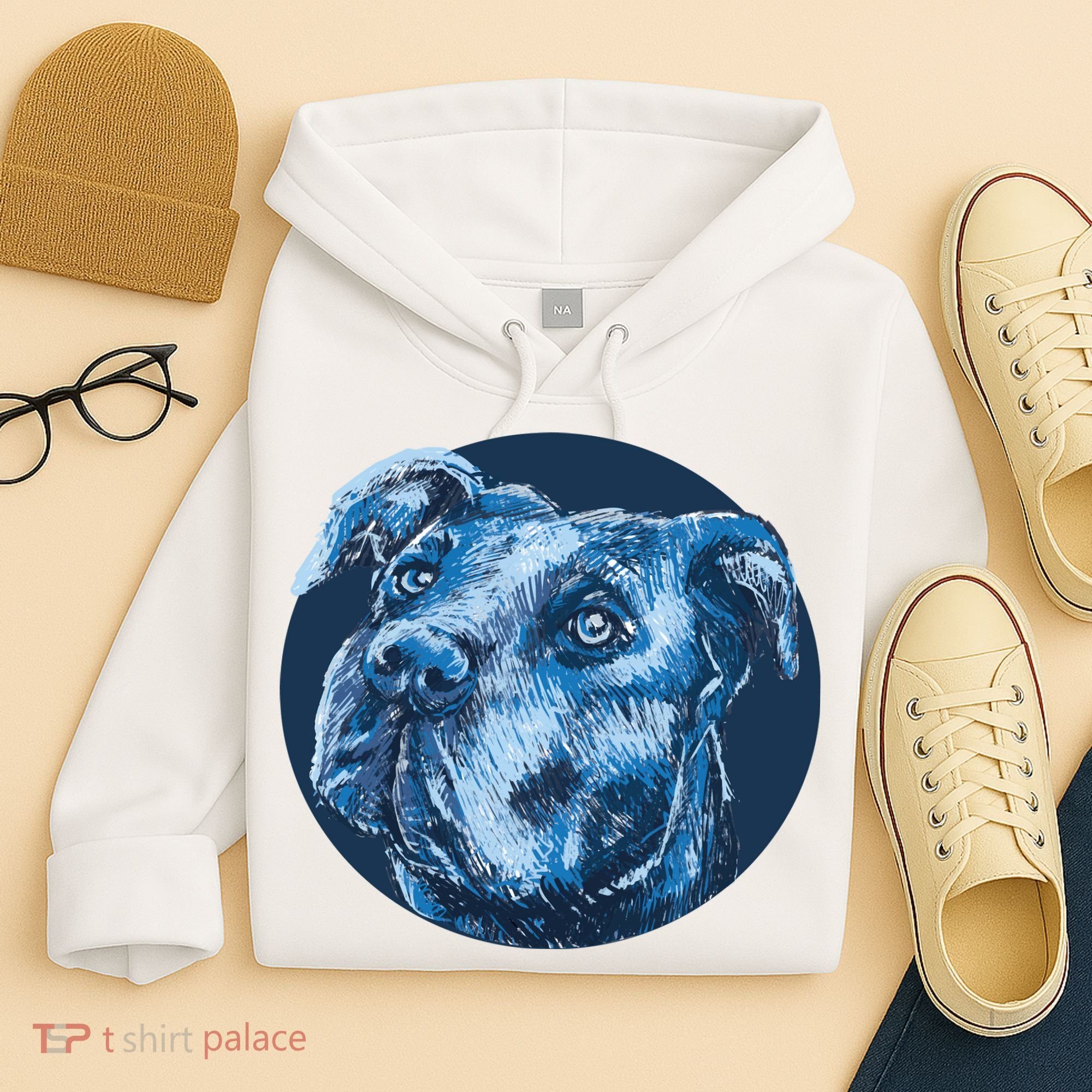 Blue Pitbull Dog Animal Portrait Cute Hoodie