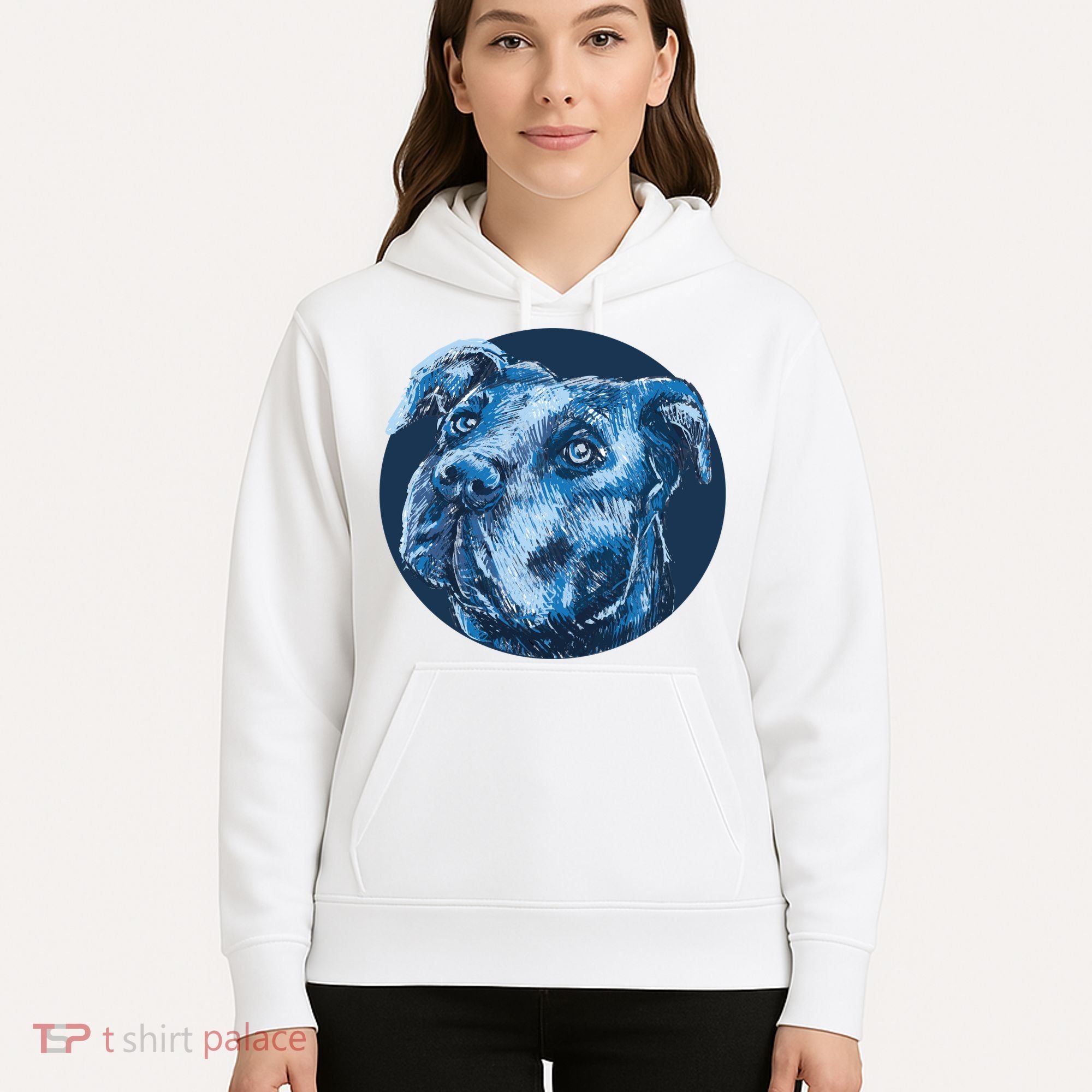 Blue Pitbull Dog Animal Portrait Cute Hoodie