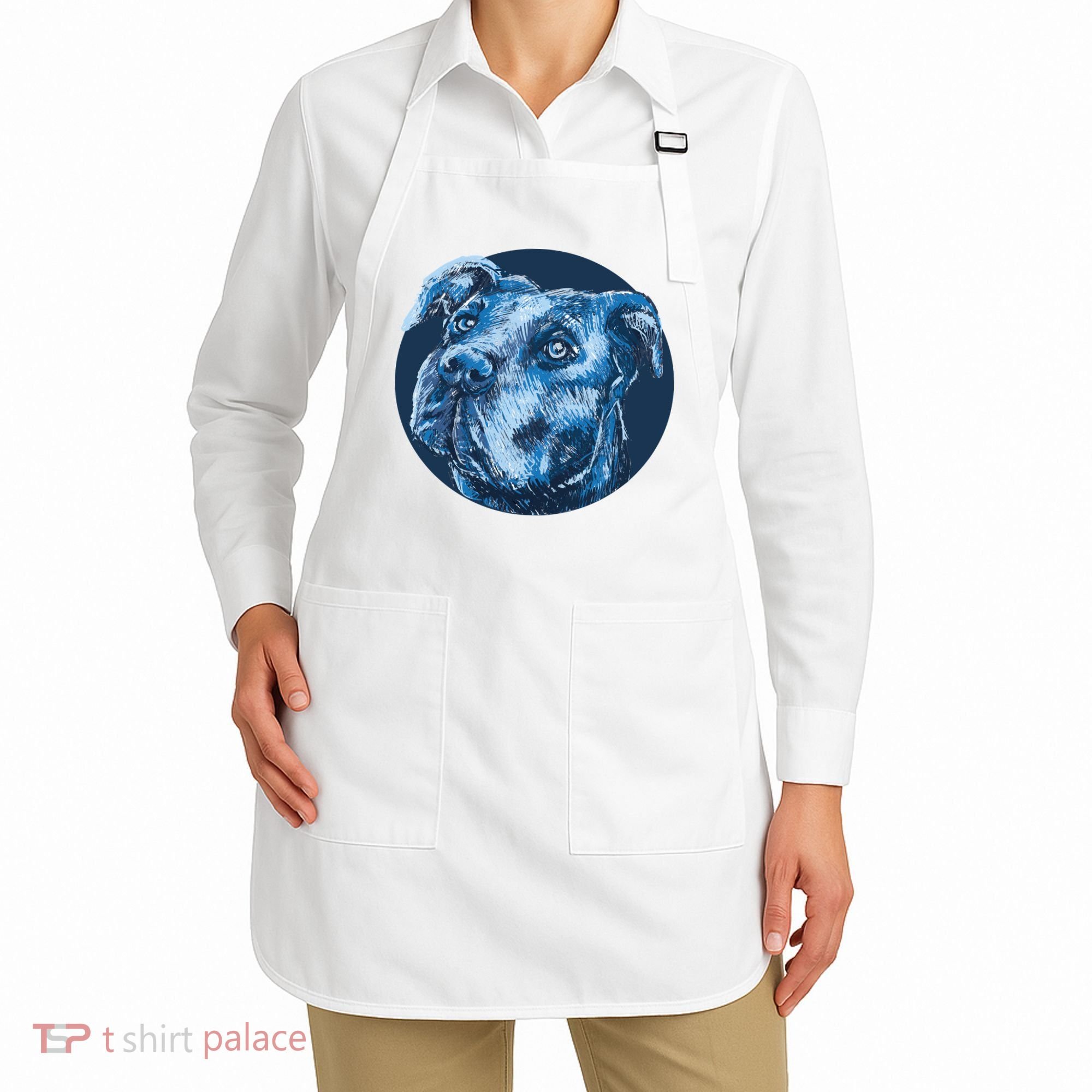 Blue Pitbull Dog Animal Portrait Cute Apron
