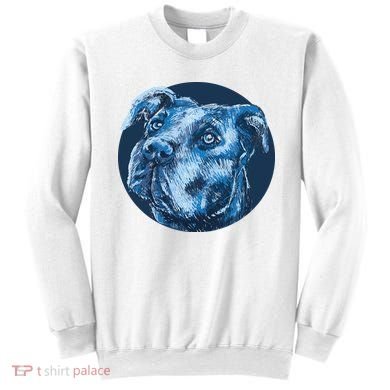 Blue Pitbull Dog Animal Portrait Cute Sweatshirt