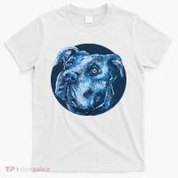 Blue Pitbull Dog Animal Portrait Cute T-Shirt thumb 0