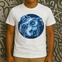 Blue Pitbull Dog Animal Portrait Cute T-Shirt thumb 3