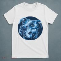 Blue Pitbull Dog Animal Portrait Cute T-Shirt thumb 5