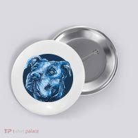 Blue Pitbull Dog Animal Portrait Cute Button thumb 0