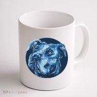 Blue Pitbull Dog Animal Portrait Cute Coffee Mug thumb 1