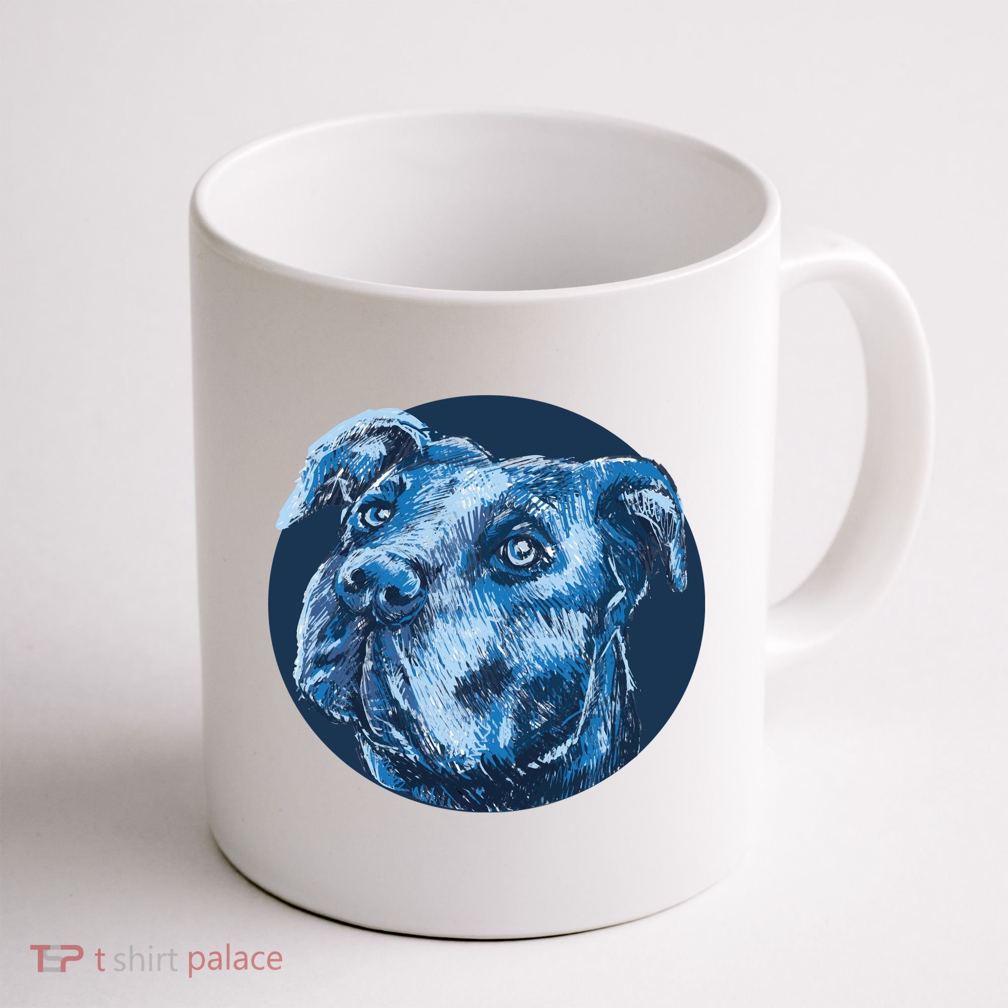 Blue Pitbull Dog Animal Portrait Cute Coffee Mug