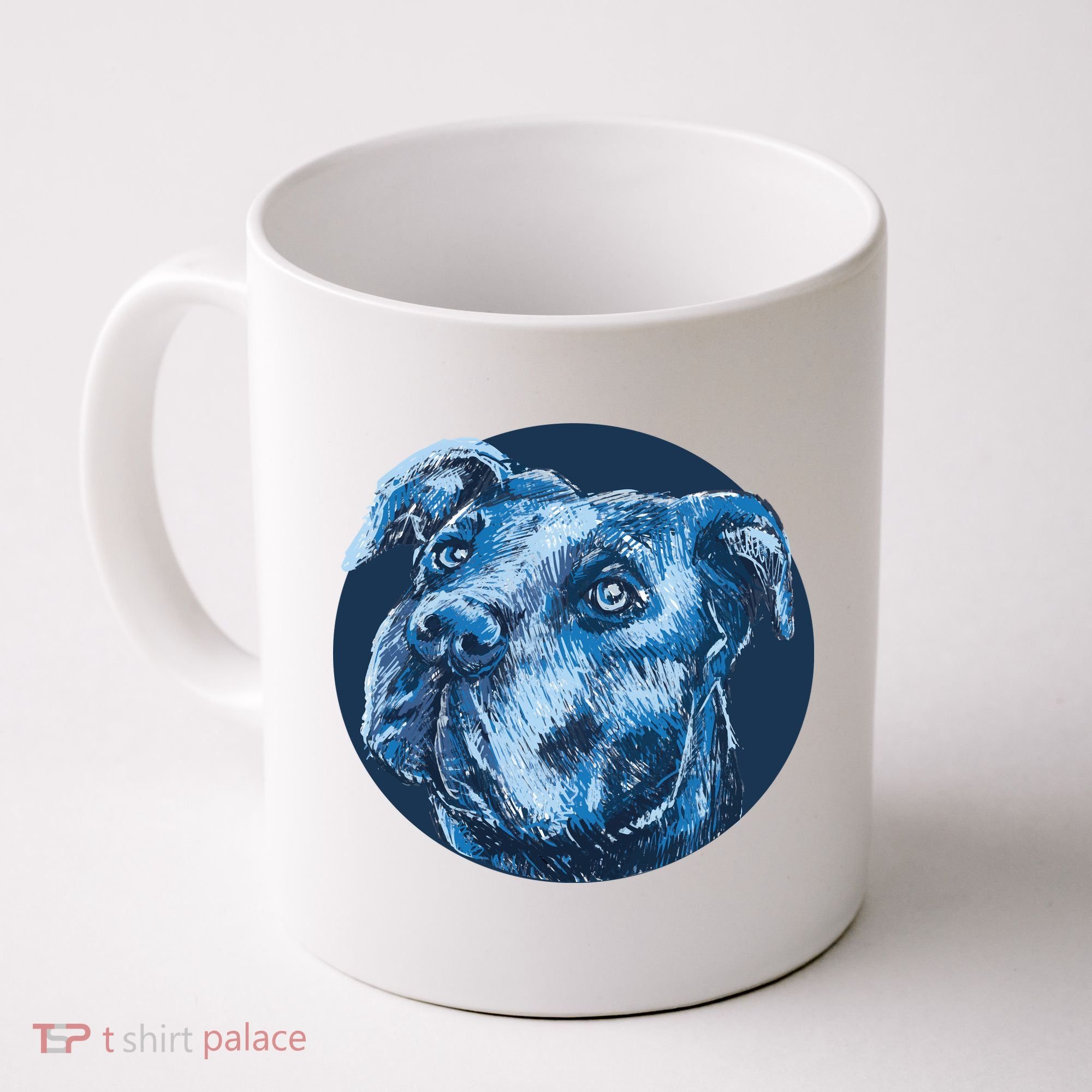 Blue Pitbull Dog Animal Portrait Cute Coffee Mug