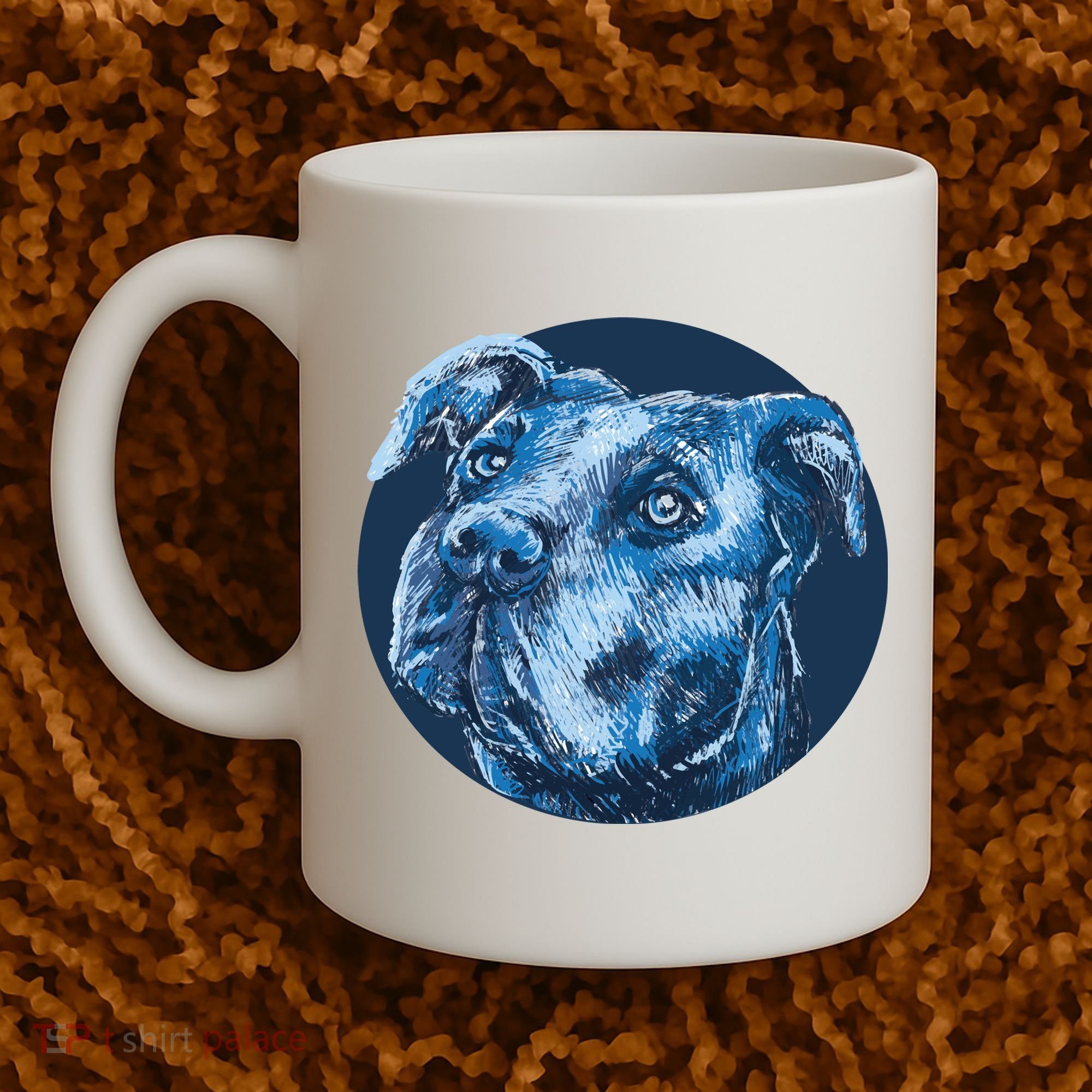 Blue Pitbull Dog Animal Portrait Cute Coffee Mug