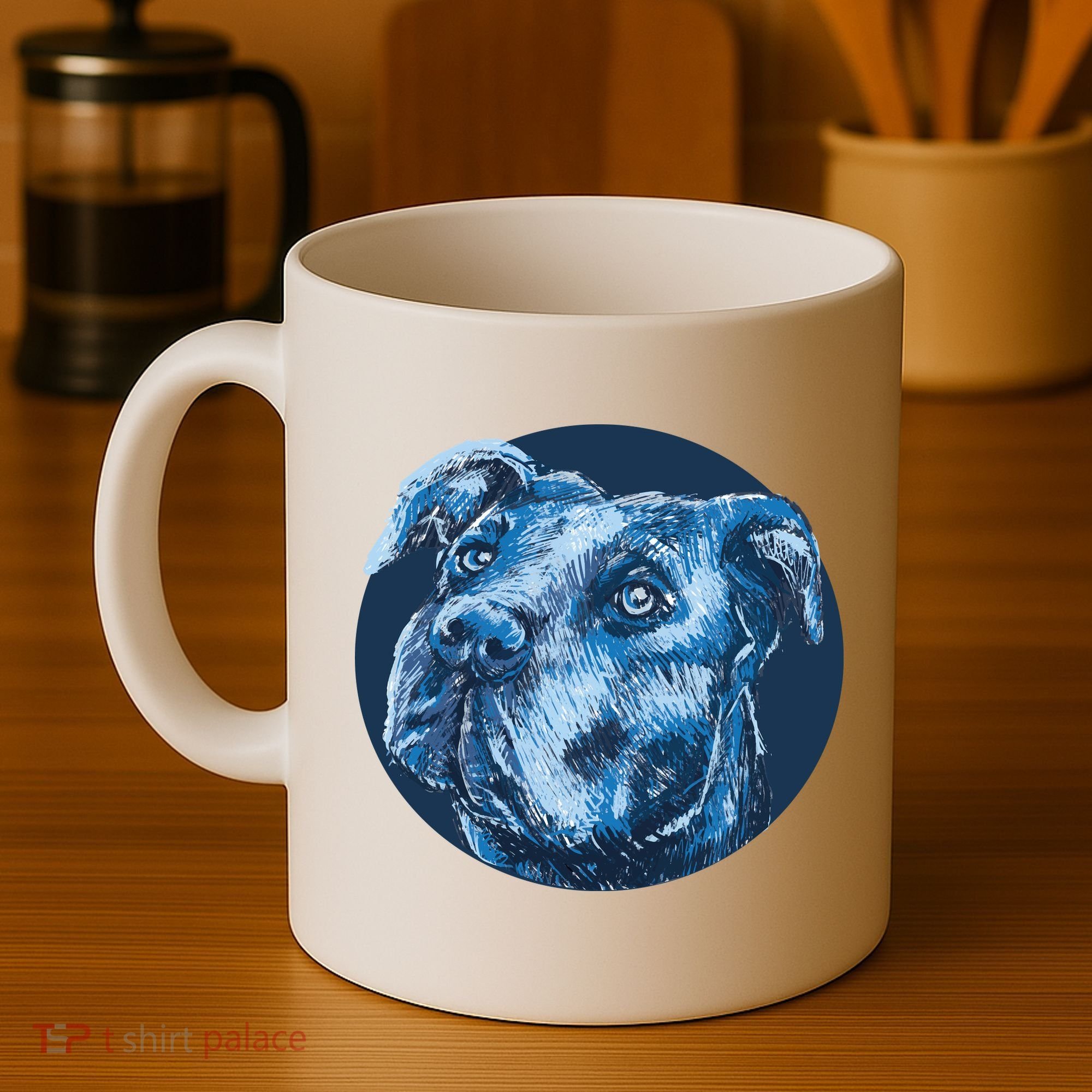 Blue Pitbull Dog Animal Portrait Cute Coffee Mug