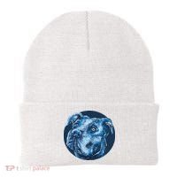 Blue Pitbull Dog Animal Portrait Cute Beanie thumb 0