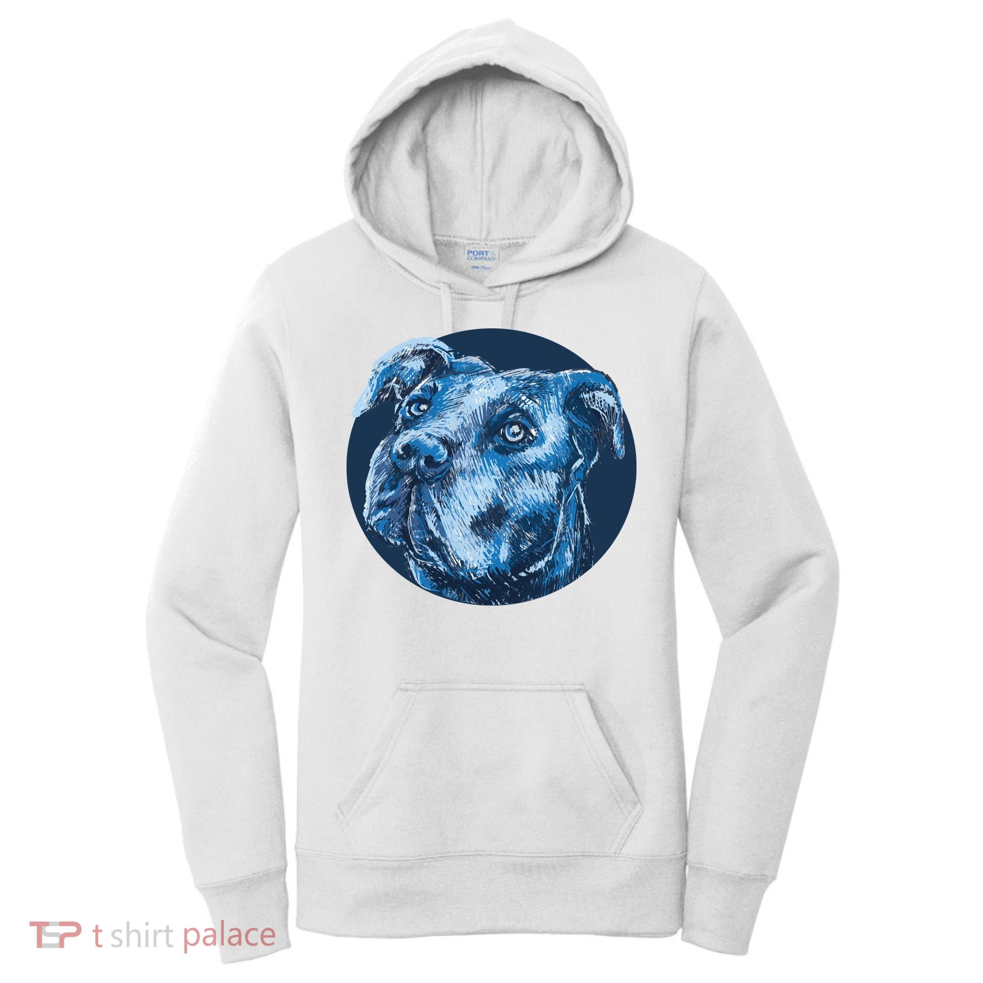 Blue Pitbull Dog Animal Portrait Cute Women's Hoodie