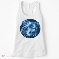 Blue Pitbull Dog Animal Portrait Cute Women's Tank Top thumb 0