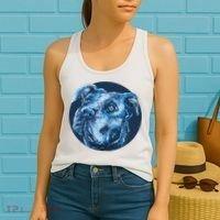 Blue Pitbull Dog Animal Portrait Cute Women's Tank Top thumb 2