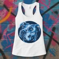 Blue Pitbull Dog Animal Portrait Cute Women's Tank Top thumb 3