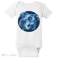 Blue Pitbull Dog Animal Portrait Cute Baby Bodysuit thumb 0