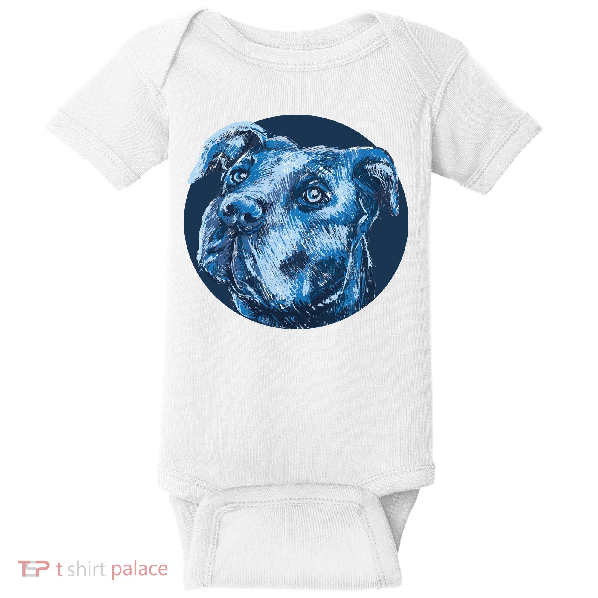 Blue Pitbull Dog Animal Portrait Cute Baby Bodysuit
