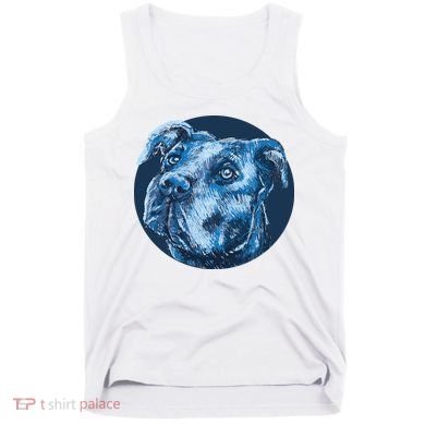 Blue Pitbull Dog Animal Portrait Cute Tank Top