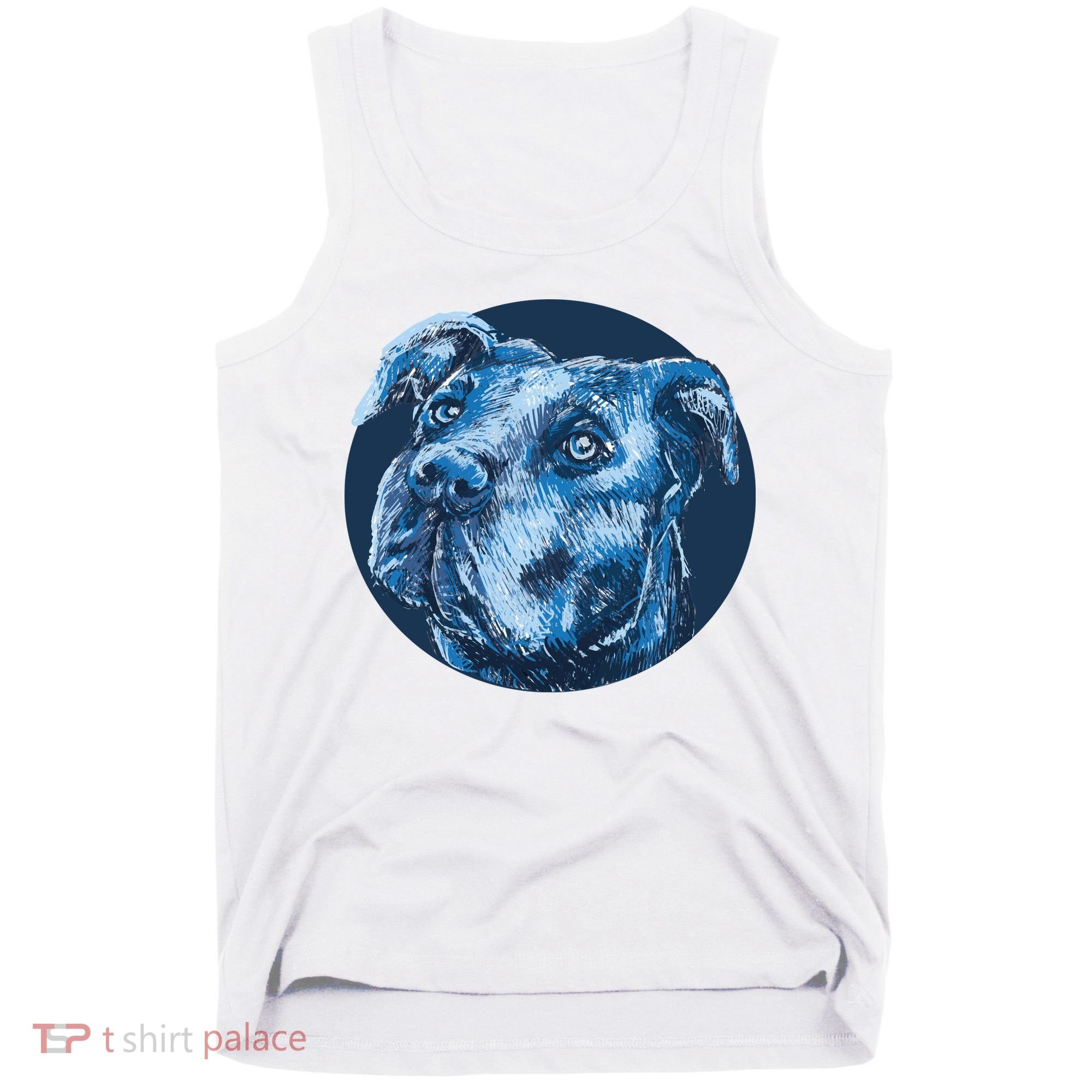 Blue Pitbull Dog Animal Portrait Cute Tank Top