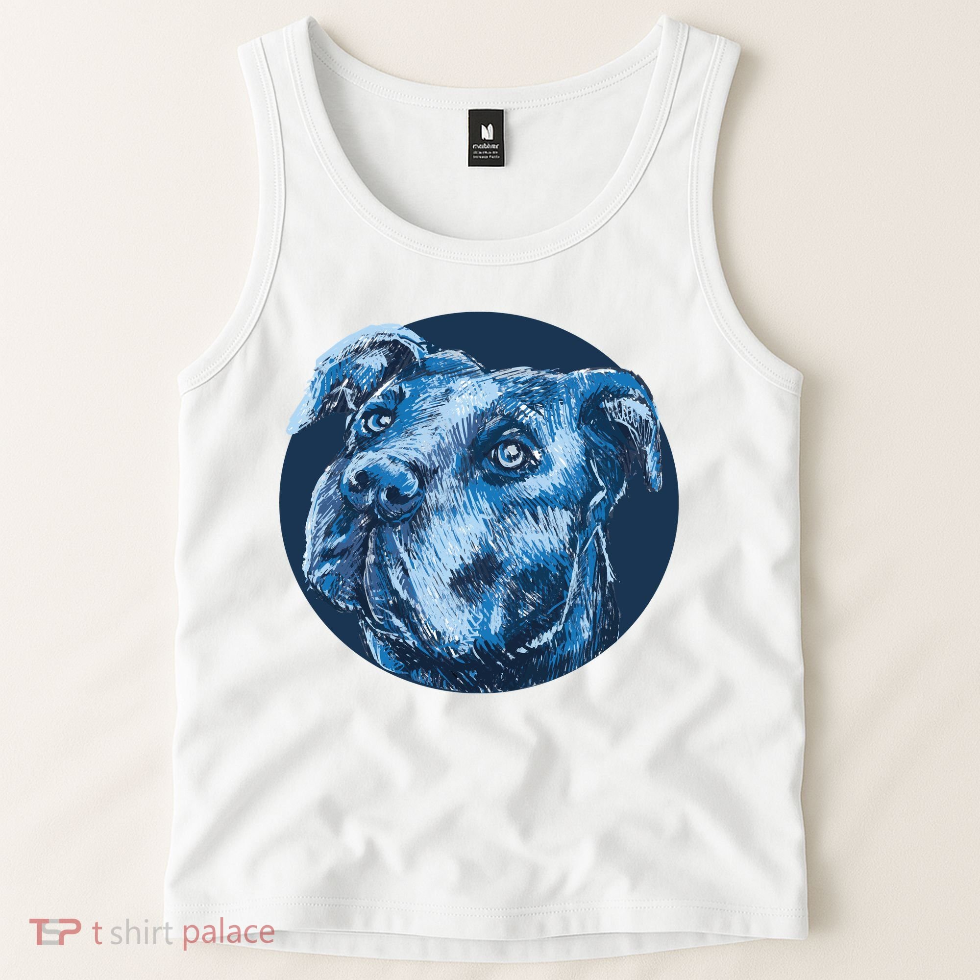 Blue Pitbull Dog Animal Portrait Cute Tank Top