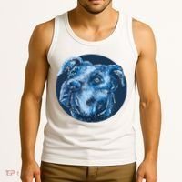 Blue Pitbull Dog Animal Portrait Cute Tank Top thumb 3