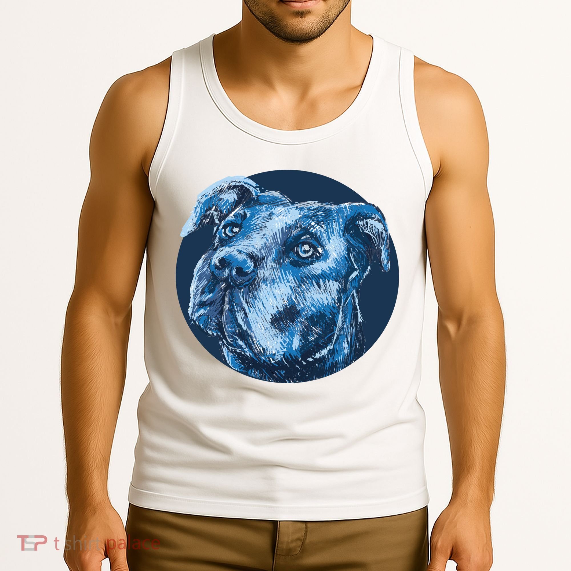 Blue Pitbull Dog Animal Portrait Cute Tank Top