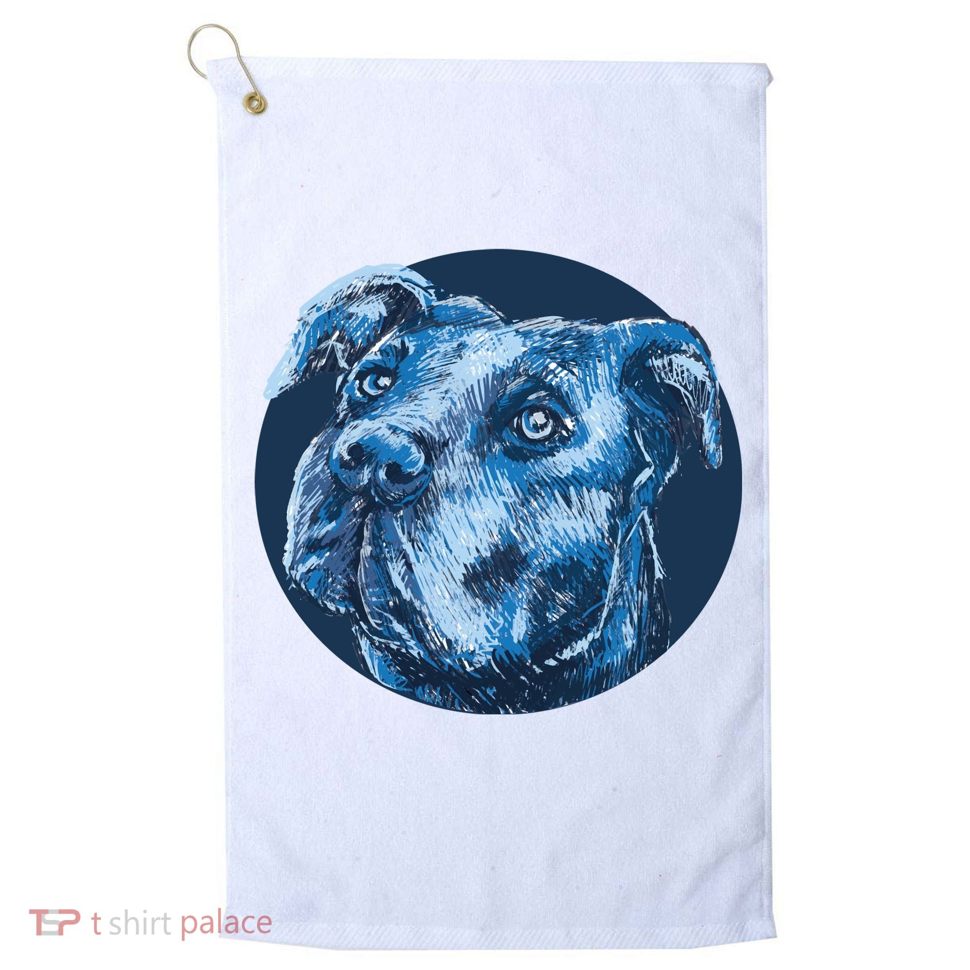 Blue Pitbull Dog Animal Portrait Cute Golf Towel