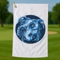 Blue Pitbull Dog Animal Portrait Cute Golf Towel thumb 1