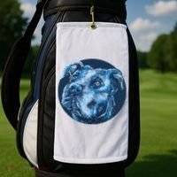 Blue Pitbull Dog Animal Portrait Cute Golf Towel thumb 2