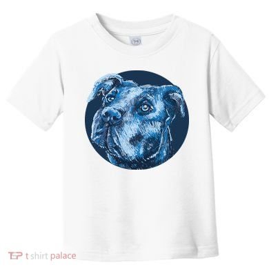 Blue Pitbull Dog Animal Portrait Cute Toddler T-Shirt