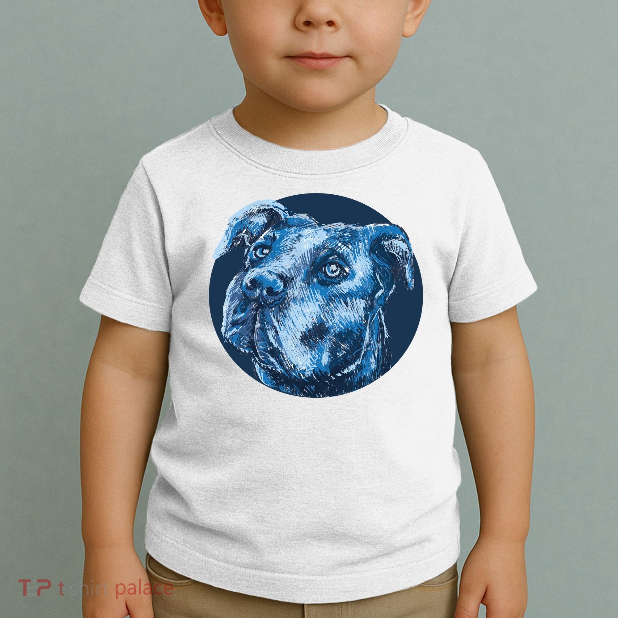 Blue Pitbull Dog Animal Portrait Cute Toddler T-Shirt