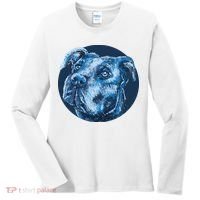 Blue Pitbull Dog Animal Portrait Cute Women's Long Sleeve Shirt thumb 0