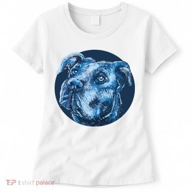 Blue Pitbull Dog Animal Portrait Cute Women's T-Shirt