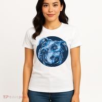 Blue Pitbull Dog Animal Portrait Cute Women's T-Shirt thumb 4