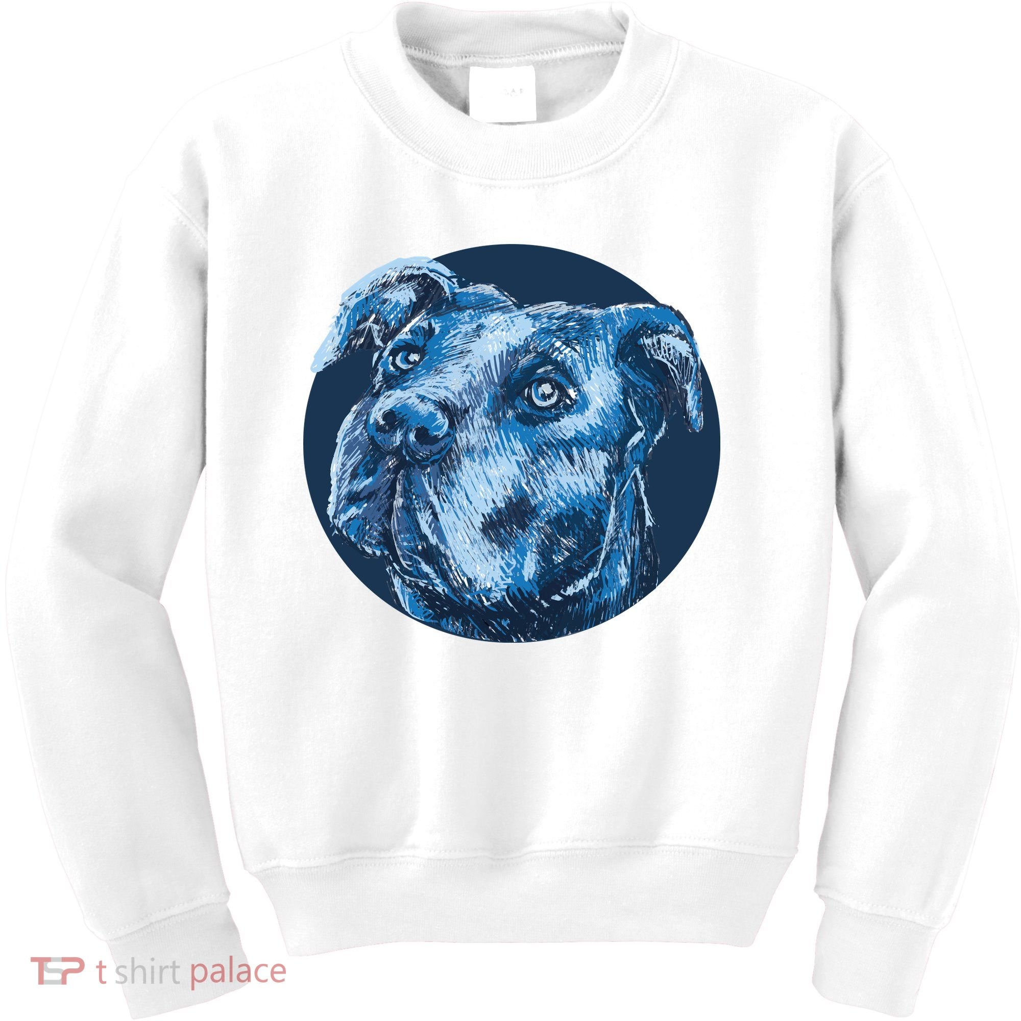 Blue Pitbull Dog Animal Portrait Cute Kids Sweatshirt