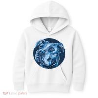 Blue Pitbull Dog Animal Portrait Cute Kids Hoodie thumb 0