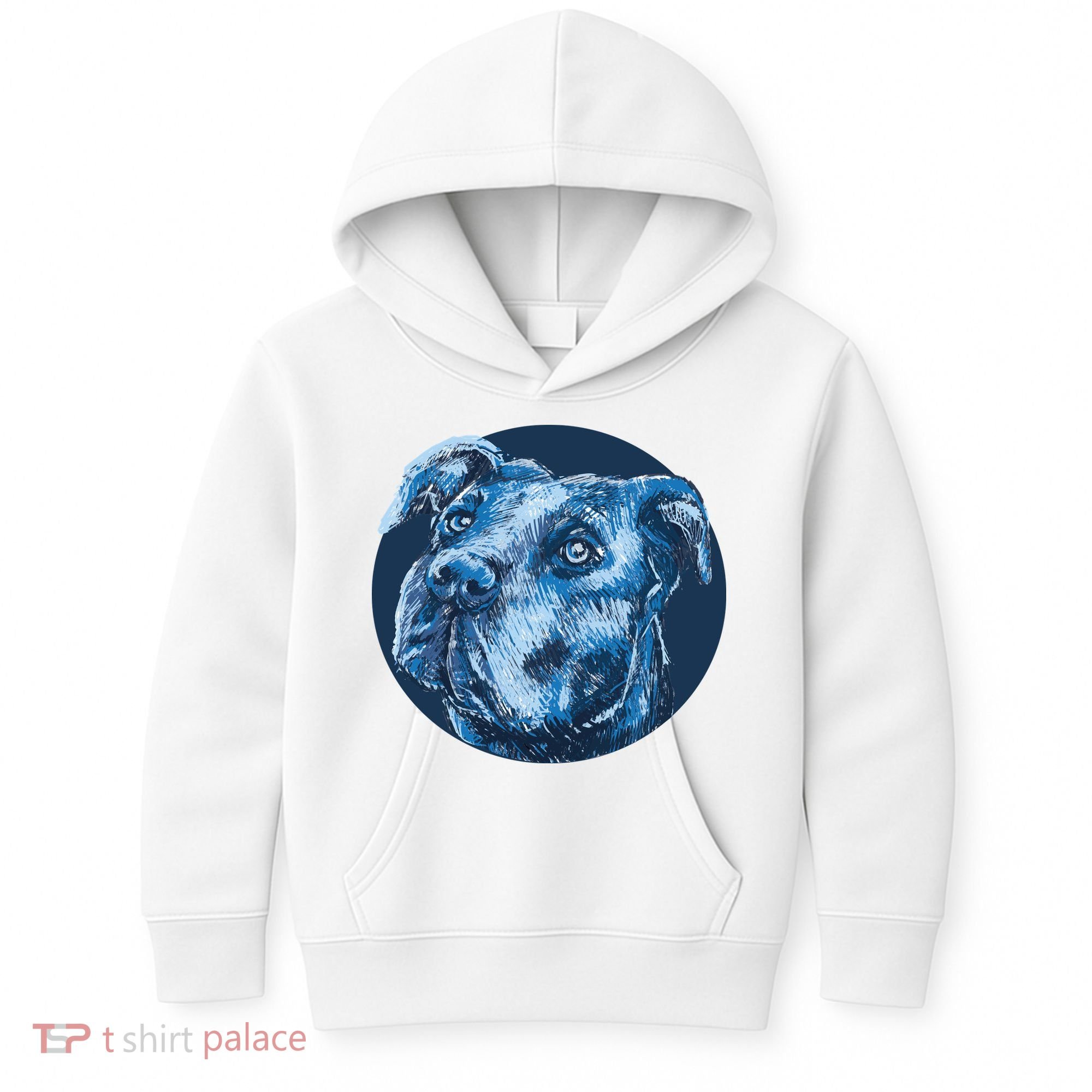 Blue Pitbull Dog Animal Portrait Cute Kids Hoodie