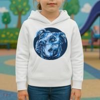 Blue Pitbull Dog Animal Portrait Cute Kids Hoodie thumb 3