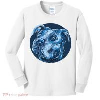 Blue Pitbull Dog Animal Portrait Cute Kids Long Sleeve Shirt thumb 0