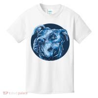Blue Pitbull Dog Animal Portrait Cute Kids T-Shirt thumb 0