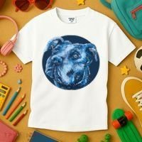 Blue Pitbull Dog Animal Portrait Cute Kids T-Shirt thumb 3