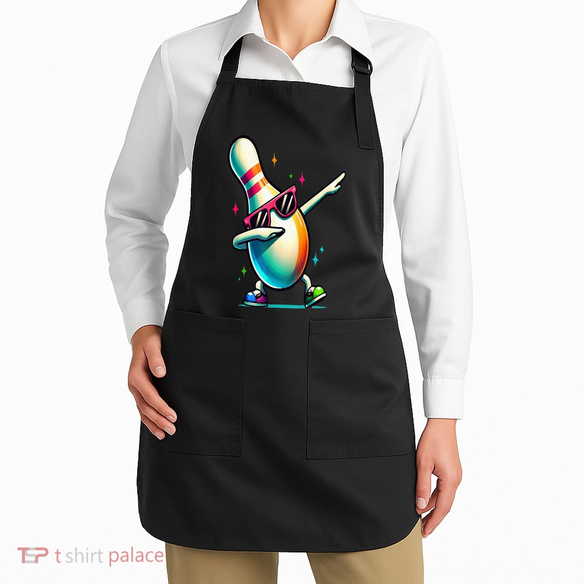 Bowling Pin Dabbing Sunglasses Bowler Player Apron