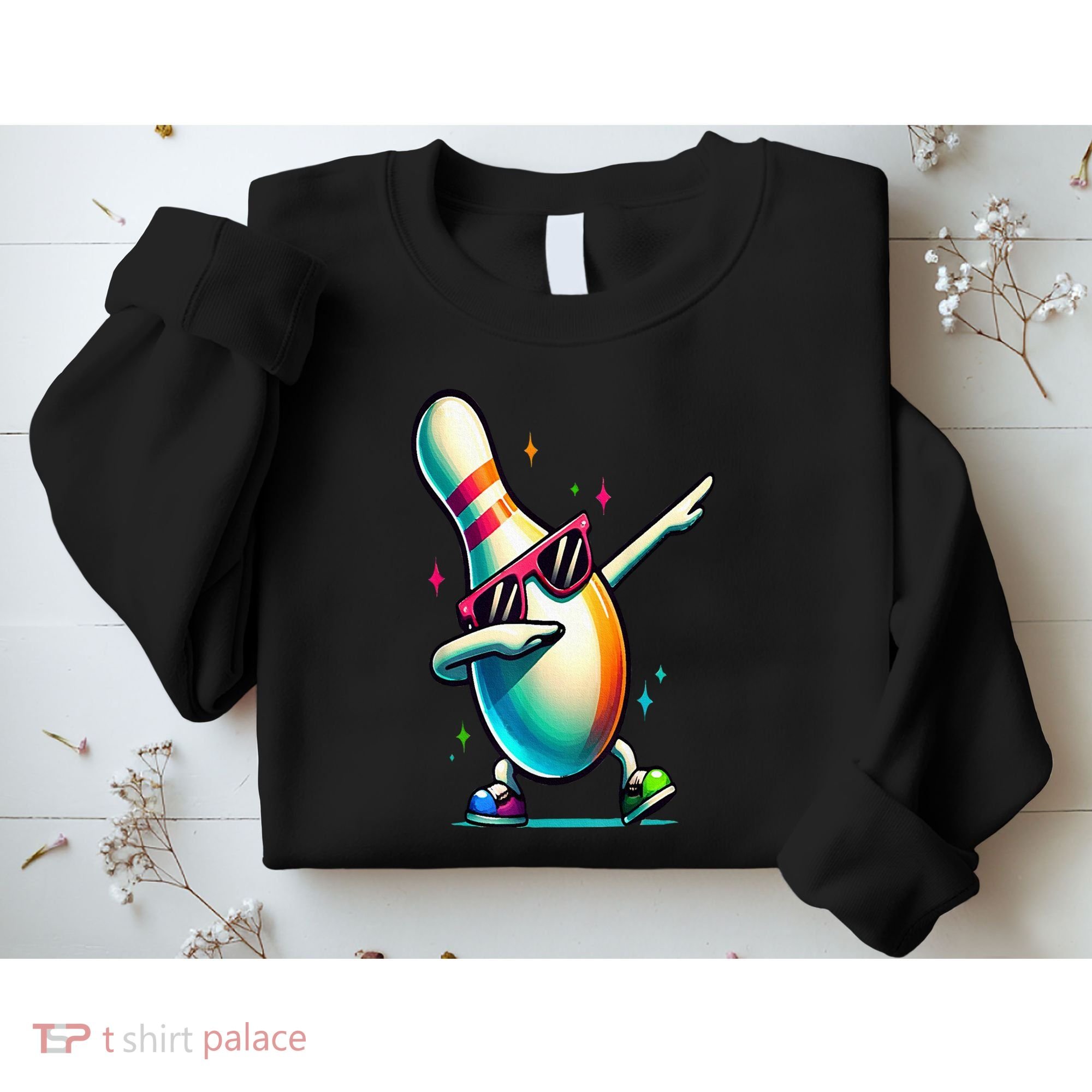 Bowling Pin Dabbing Sunglasses Bowler Player Sweatshirt