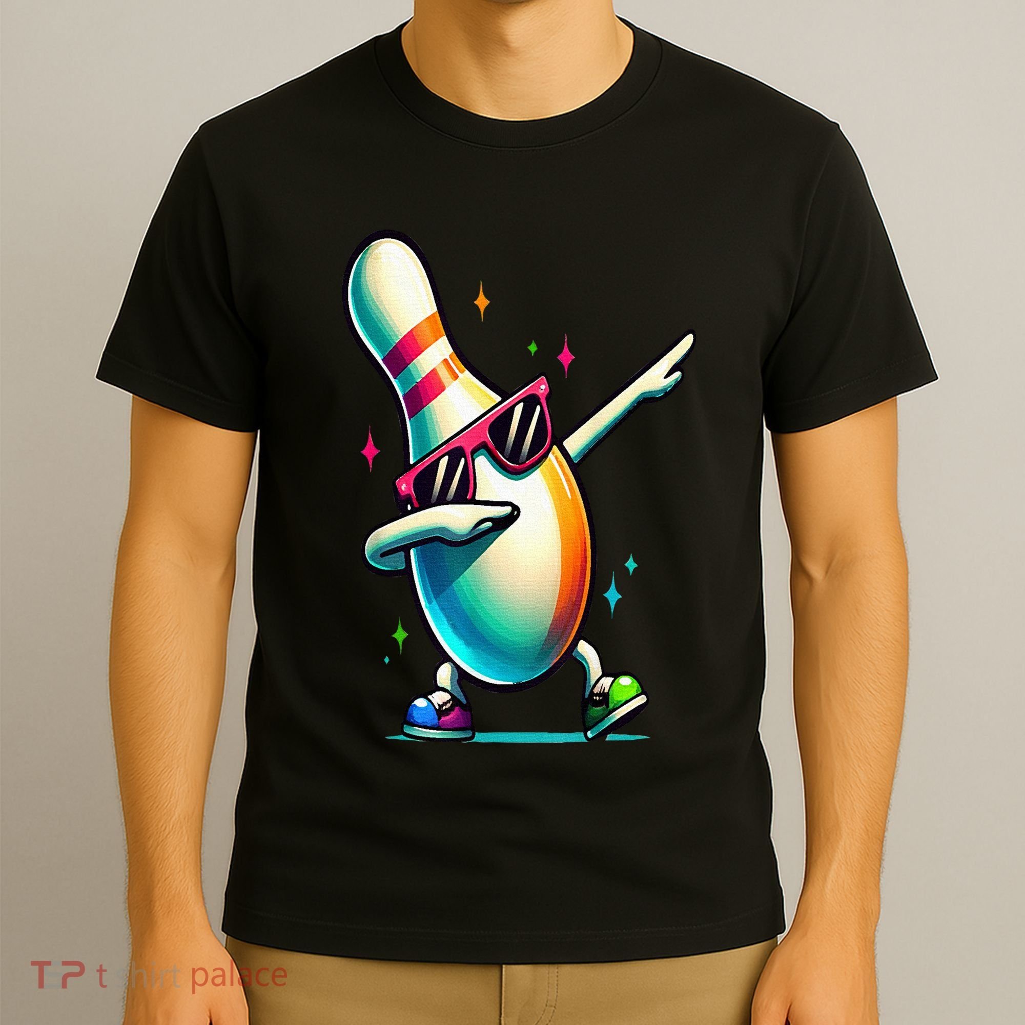 Bowling Pin Dabbing Sunglasses Bowler Player T-Shirt